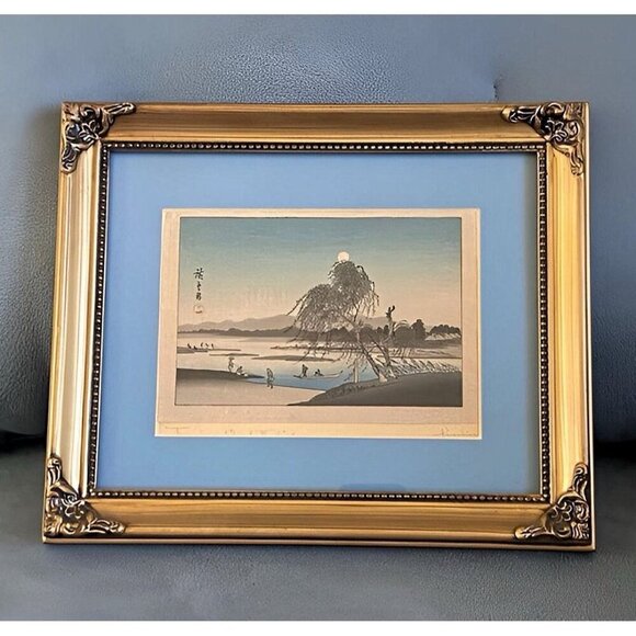 Shima Art Company Vintage Hiroshige Japanese 5x7 1930’s Woodblock Print - Picture 3 of 9